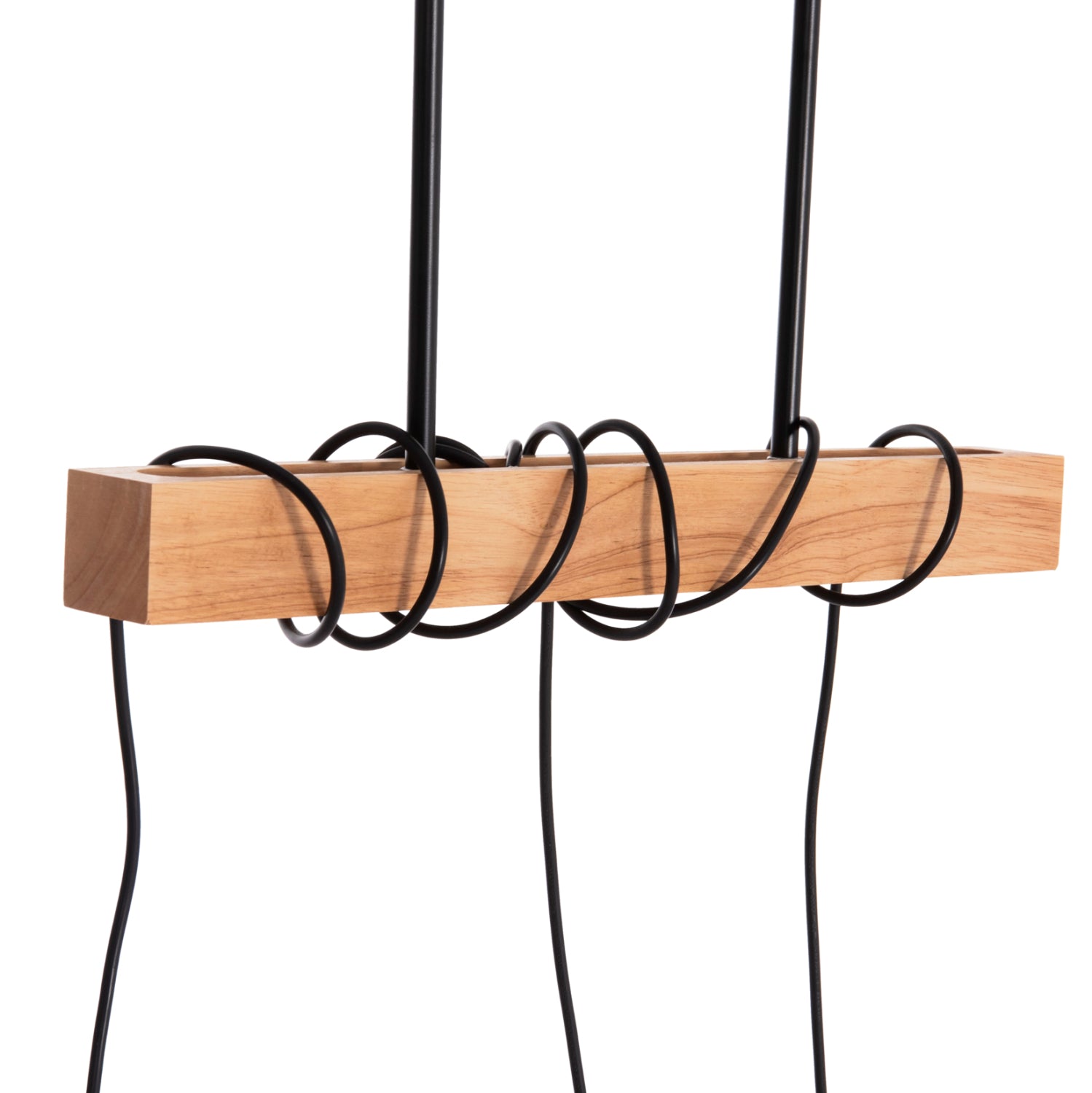 CEILING PENDANT 3-LIGHT FIXTURE VOLKS HM4658 METAL-WOOD 49.5x5x134.5Hcm.
