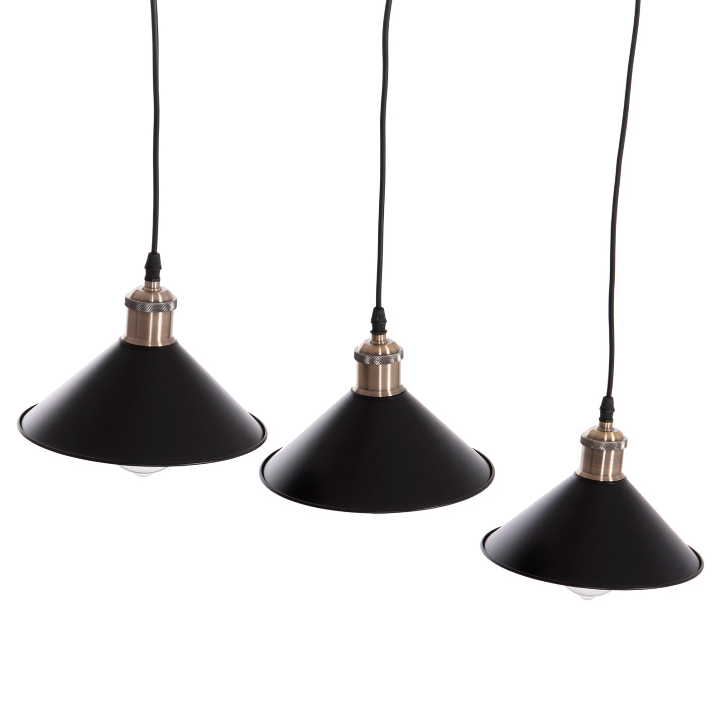 CEILING PENDANT 3-LIGHT BELL HM7533.11 BLACK METAL-BRONZE SOCKET Φ21,5x128Hcm.