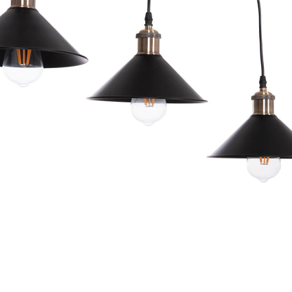CEILING PENDANT 3-LIGHT BELL HM7533.11 BLACK METAL-BRONZE SOCKET Φ21,5x128Hcm.
