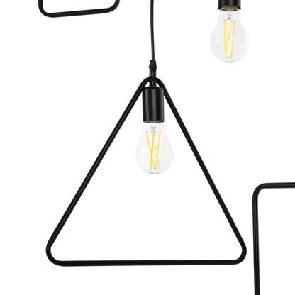 CEILING PENDANT 4-LIGHT HM4099 BLACK METAL GEOMETRICAL SHAPES 70x38x106H cm.
