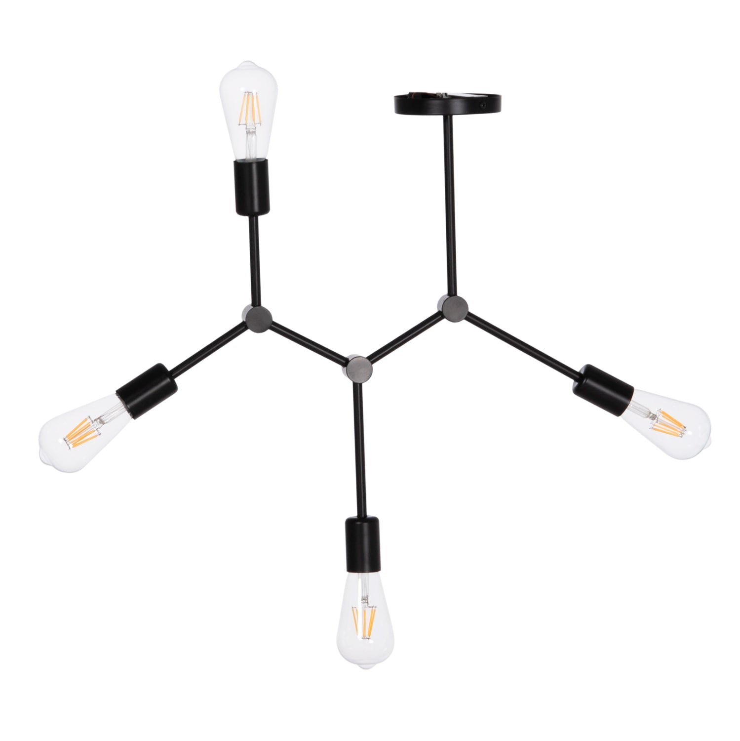CEILING PENDANT 4-LIGHT FIXTURE LIGHTY HM7405.11 BLACK METAL 57x5x52Hcm.