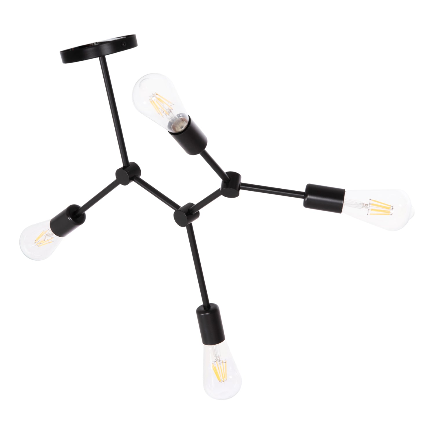 CEILING PENDANT 4-LIGHT FIXTURE LIGHTY HM7405.11 BLACK METAL 57x5x52Hcm.