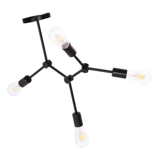 CEILING PENDANT 4-LIGHT FIXTURE LIGHTY HM7405.11 BLACK METAL 57x5x52Hcm.