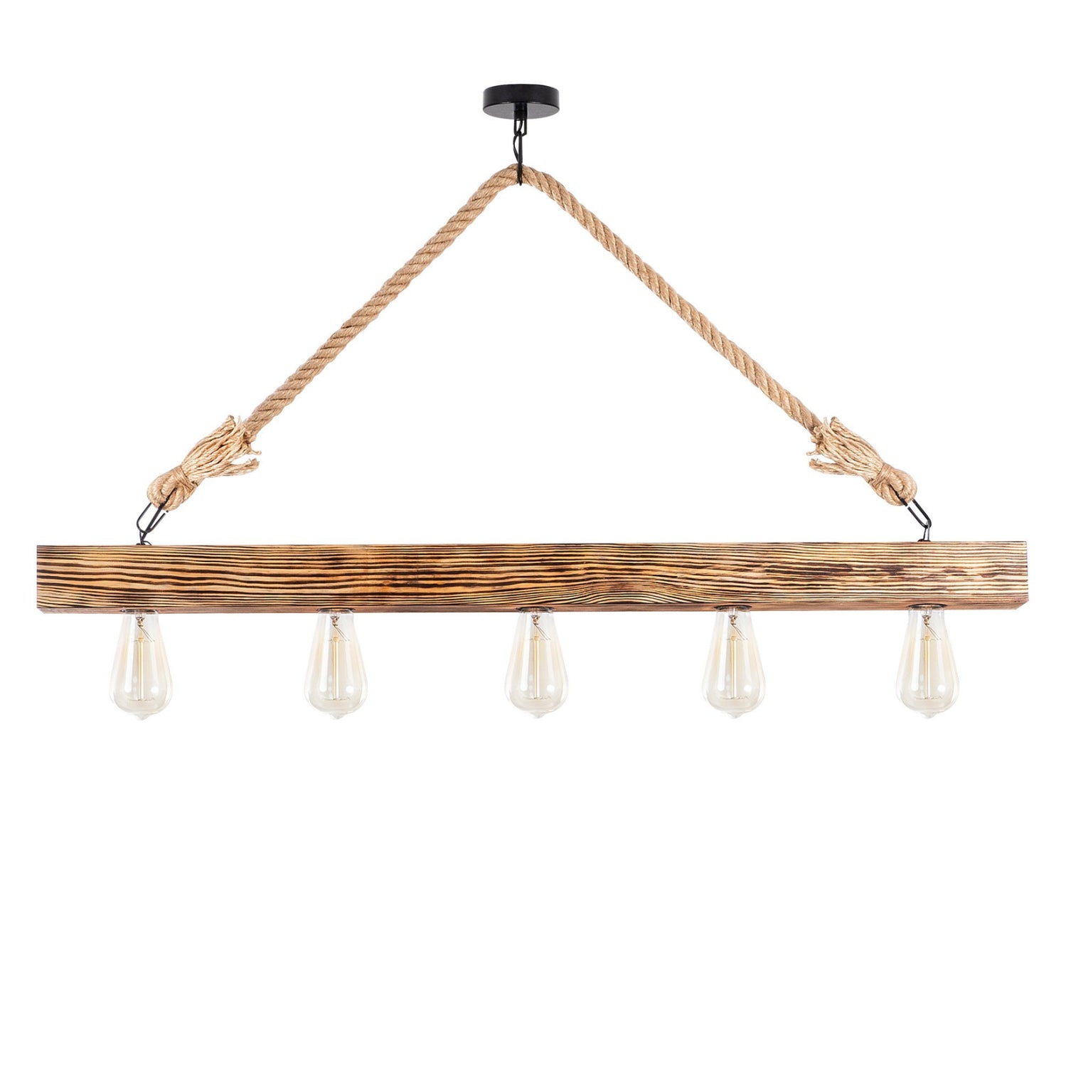 WOODEN PENDANT LIGHT WITH ROPE DETAILS HM7263 100Χ7Χ53 cm.
