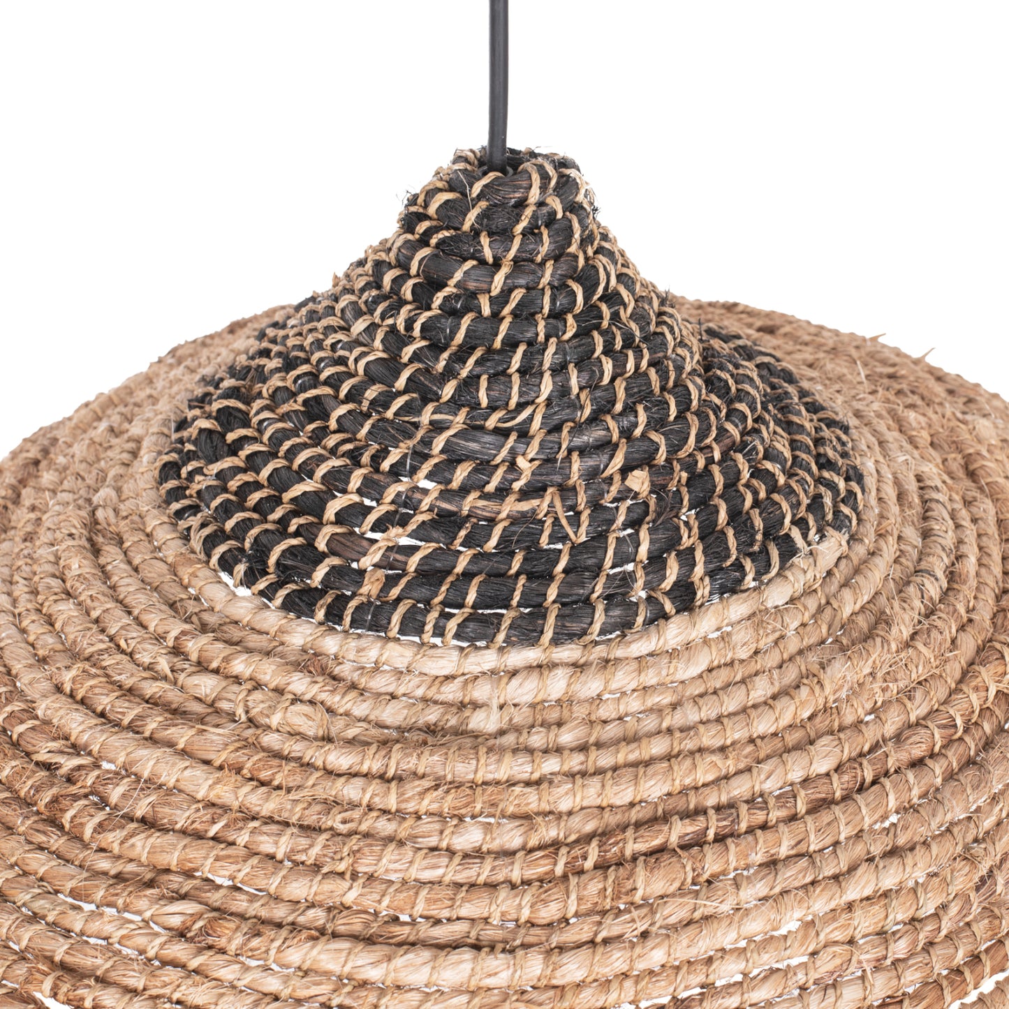 CEILING PENDANT MADE OF MANILA HEMP FIBERS IN NATURAL AND BLACK COLOR Φ45x23-60Hcm.HM7785