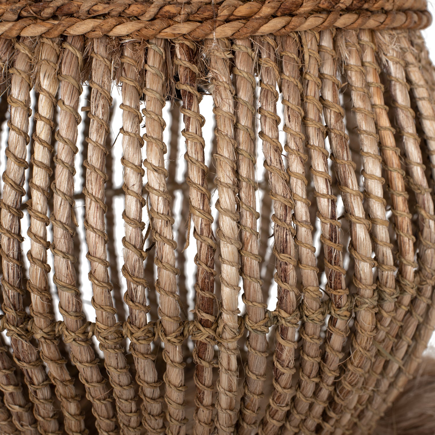 CEILING PENDANT ABACA FIBERS IN NATURAL 30x30x45-80Hcm.HM7772