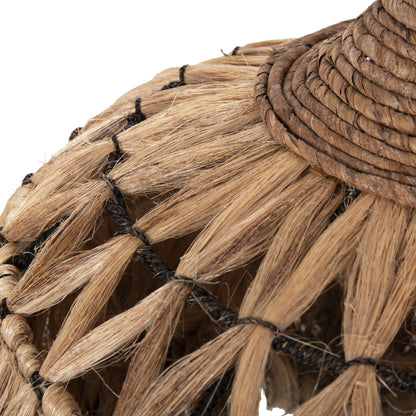 CEILING PENDANT WITH ABACA FIBER CAP IN NATURAL AND BLACK COLOR Φ52x52-120Hcm.HM7761