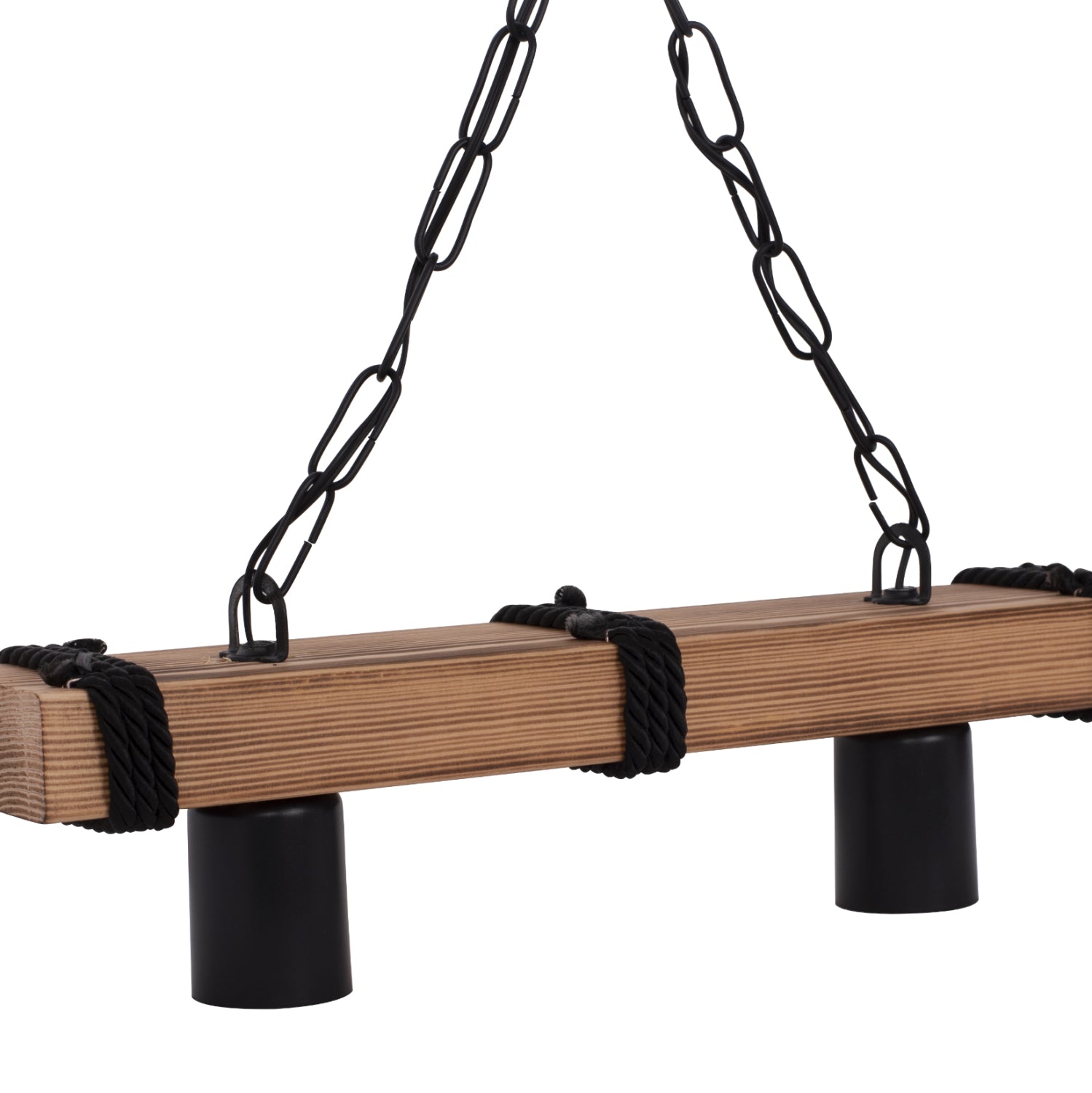 CEILING PENDANT TWO-LIGHT WITH CHAIN AND WOODEN PLANK 40x10x45Hcm.HM7698.01