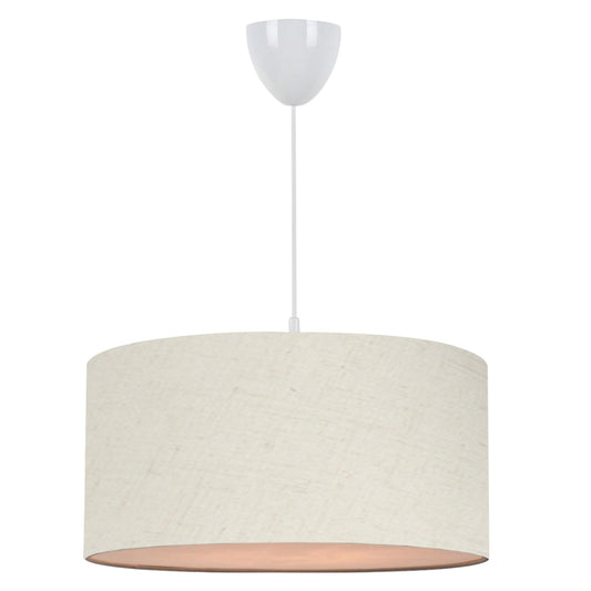 PENDANT CEILING LAMP HM7620.04 ECRU TEXTILE DRUM SHADE