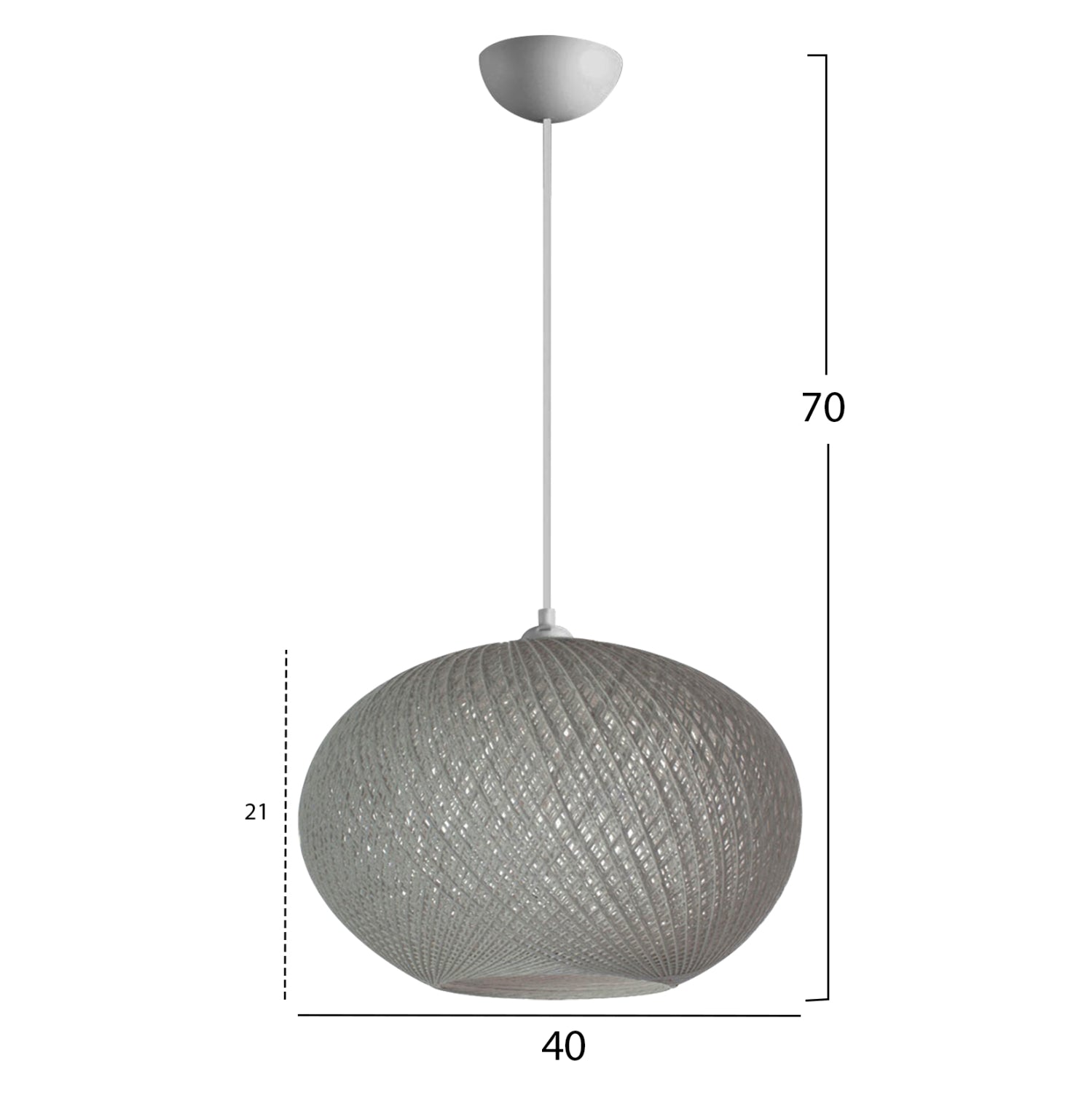 PENDANT CEILING LAMP HM7624.01 GREY OVAL-SHAPED SPHERE, KNITTED ROPE, INDOORS