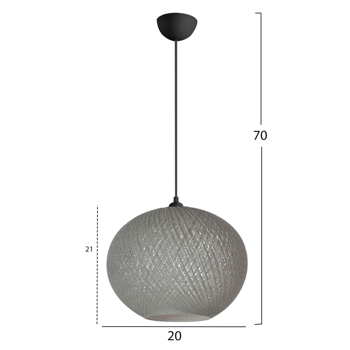 PENDANT CEILING LAMP HM7626.01 GREY SPHERE, KNITTED ROPE, INDOORS