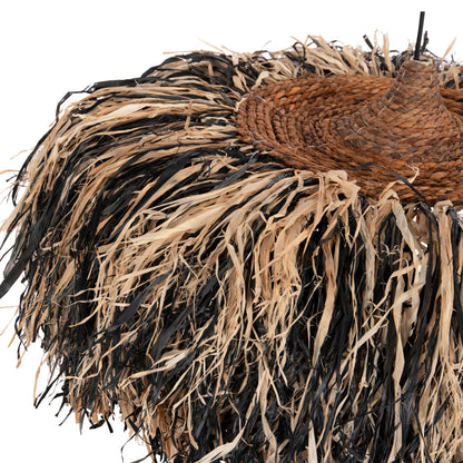 CEILING PENDANT LAMP ORDEM HM4715 SISAL & BANANA FIBERS CAP--BLACK & NATURAL Φ75cm