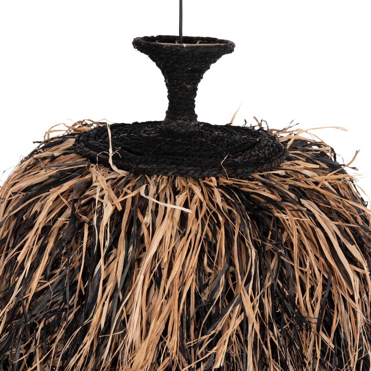 CEILING PENDANT LAMP ORDEM HM4716 SISAL & BANANA FIBERS CAP--BLACK & NATURAL Φ60x50Hcm.