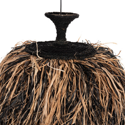 CEILING PENDANT LAMP ORDEM HM4716 SISAL & BANANA FIBERS CAP--BLACK & NATURAL Φ60x50Hcm.