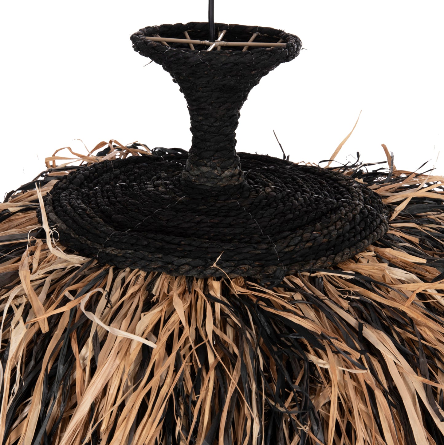 CEILING PENDANT LAMP ORDEM HM4716 SISAL & BANANA FIBERS CAP--BLACK & NATURAL Φ60x50Hcm.