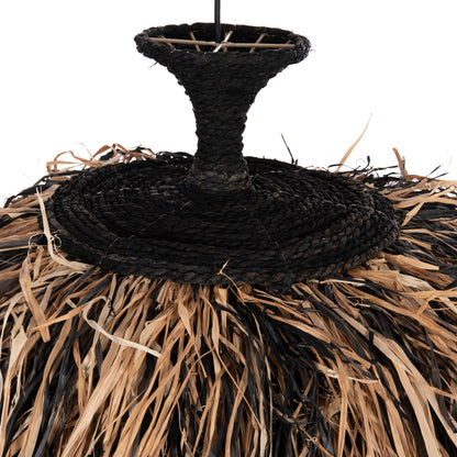 CEILING PENDANT LAMP ORDEM HM4716 SISAL & BANANA FIBERS CAP--BLACK & NATURAL Φ60x50Hcm.