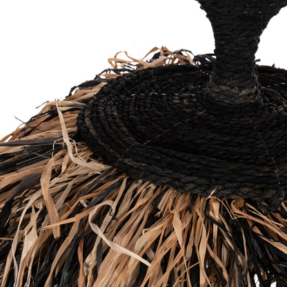 CEILING PENDANT LAMP ORDEM HM4716 SISAL & BANANA FIBERS CAP--BLACK & NATURAL Φ60x50Hcm.
