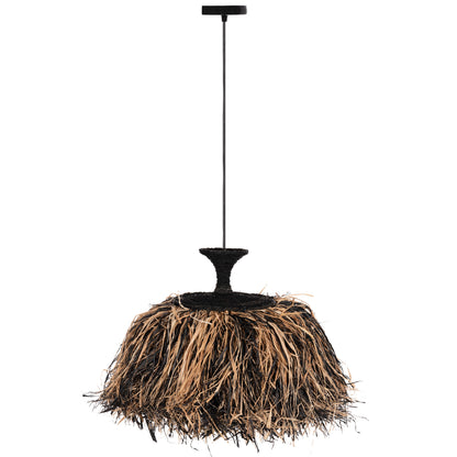 CEILING PENDANT LAMP ORDEM HM4716 SISAL & BANANA FIBERS CAP--BLACK & NATURAL Φ60x50Hcm.