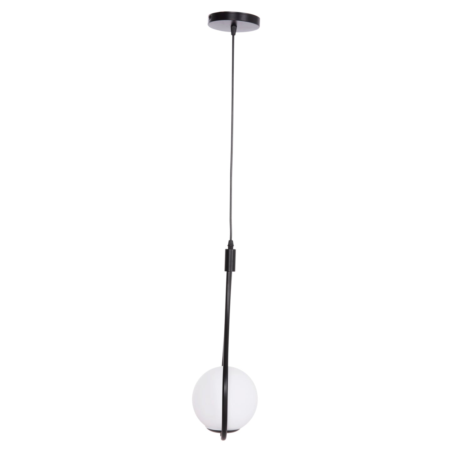 CEILING PENDANT LAMP DROPLET HM7503.11 METAL IN BLACK-MILKY WHITE GLOBE BULB 23.5x12x147Hcm.