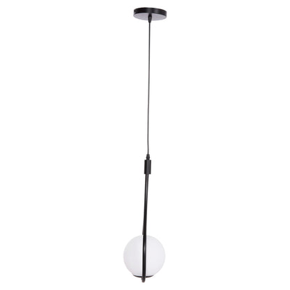 CEILING PENDANT LAMP DROPLET HM7503.11 METAL IN BLACK-MILKY WHITE GLOBE BULB 23.5x12x147Hcm.