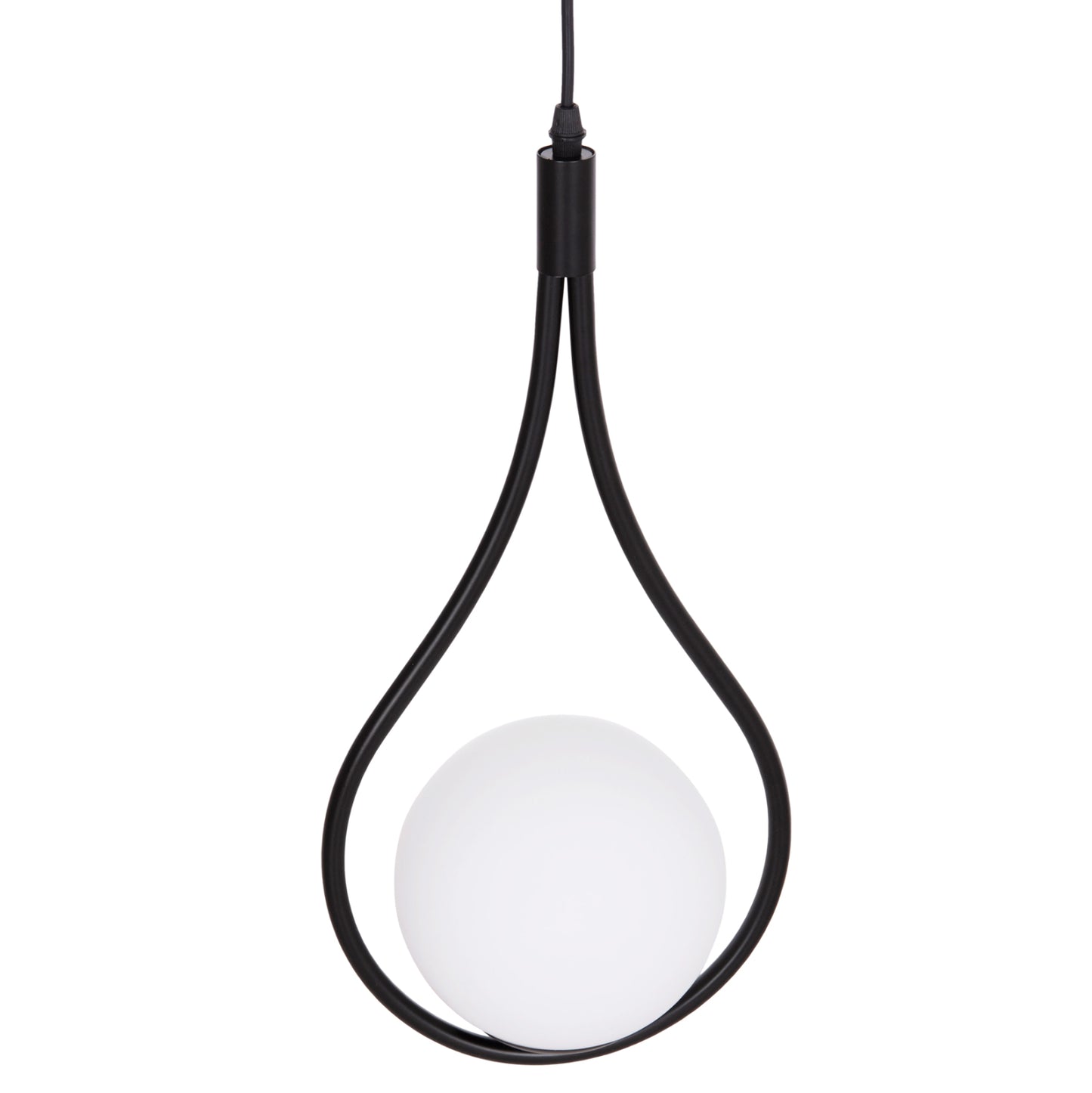 CEILING PENDANT LAMP DROPLET HM7503.11 METAL IN BLACK-MILKY WHITE GLOBE BULB 23.5x12x147Hcm.