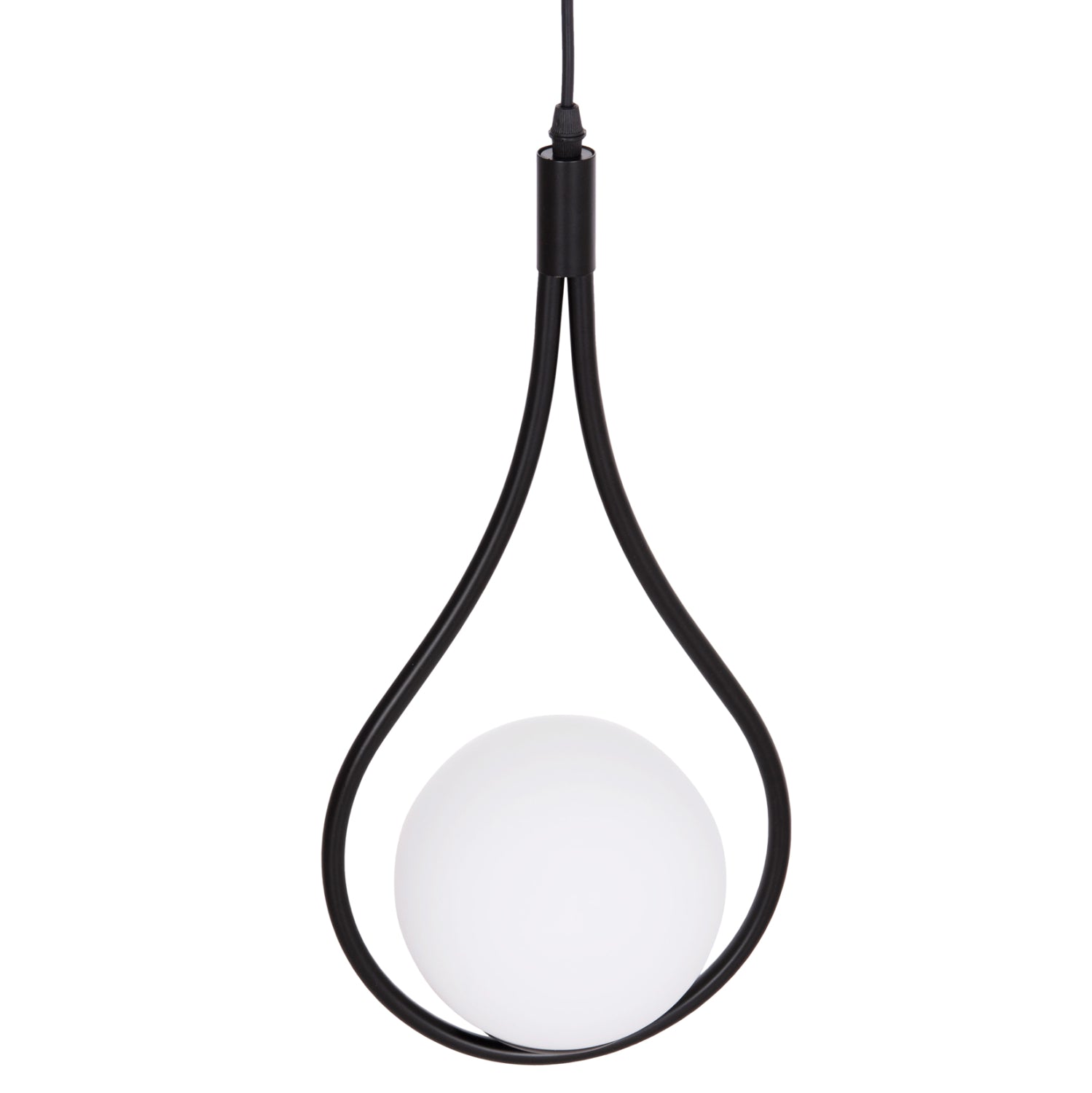 CEILING PENDANT LAMP DROPLET HM7503.11 METAL IN BLACK-MILKY WHITE GLOBE BULB 23.5x12x147Hcm.