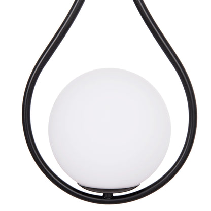 CEILING PENDANT LAMP DROPLET HM7503.11 METAL IN BLACK-MILKY WHITE GLOBE BULB 23.5x12x147Hcm.