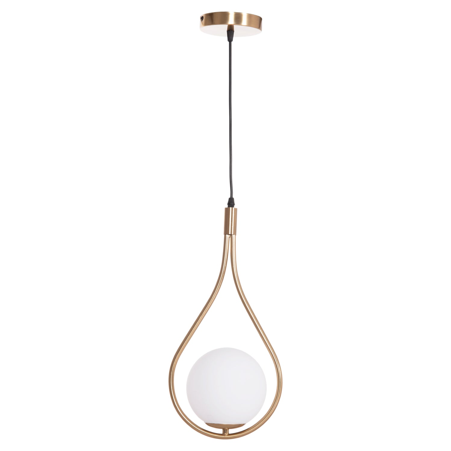 CEILING PENDANT LAMP DROPLET HM7503.12 METAL IN GOLD-MILKY WHITE GLOBE BULB 23.5x12x147Hcm.