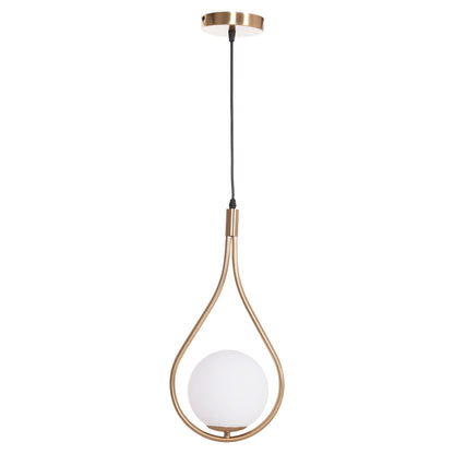 CEILING PENDANT LAMP DROPLET HM7503.12 METAL IN GOLD-MILKY WHITE GLOBE BULB 23.5x12x147Hcm.