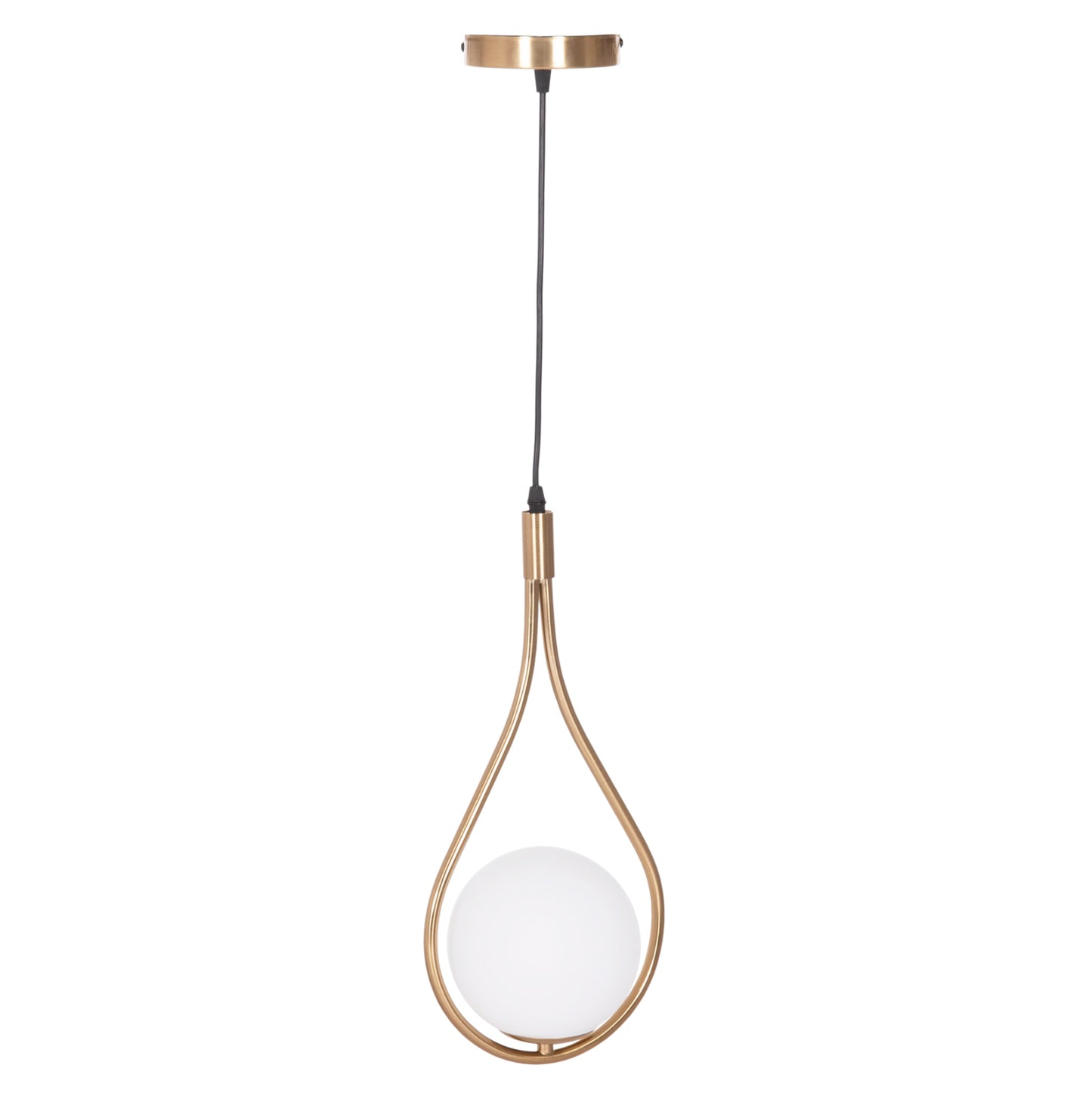 CEILING PENDANT LAMP DROPLET HM7503.12 METAL IN GOLD-MILKY WHITE GLOBE BULB 23.5x12x147Hcm.