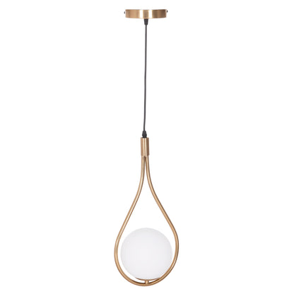 CEILING PENDANT LAMP DROPLET HM7503.12 METAL IN GOLD-MILKY WHITE GLOBE BULB 23.5x12x147Hcm.