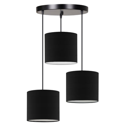 CEILING LAMP ΗΜ7622.02 BLACK BASE, 3-PIECE BLACK DRUM SHADES ASYMMETRICAL Φ40x80Η