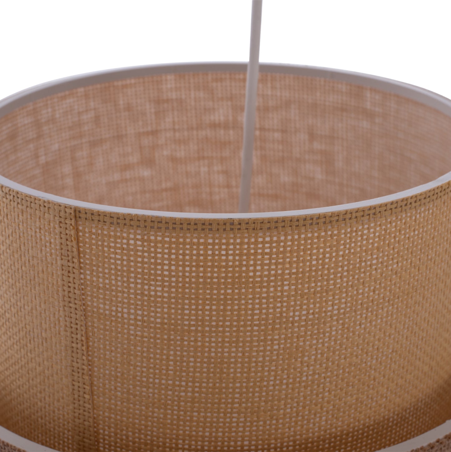 PENDANT CEILING LAMP HM7627.01 TWO-LAYER FABRIC DRUM, POLYETHYLENE FRAME