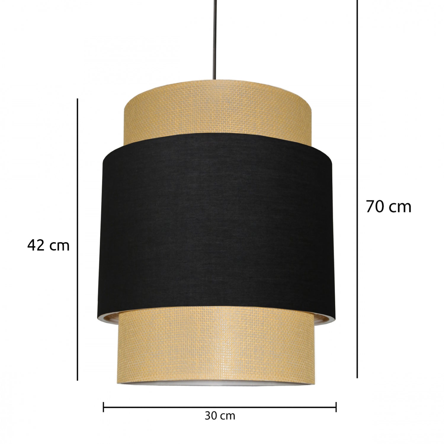 PENDANT CEILING LAMP HM7627.02 TWO-LAYER FABRIC DRUM, METAL FRAME