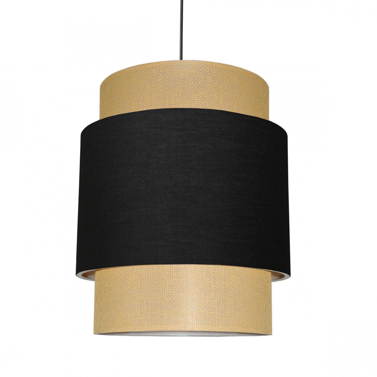 PENDANT CEILING LAMP HM7627.02 TWO-LAYER FABRIC DRUM, METAL FRAME
