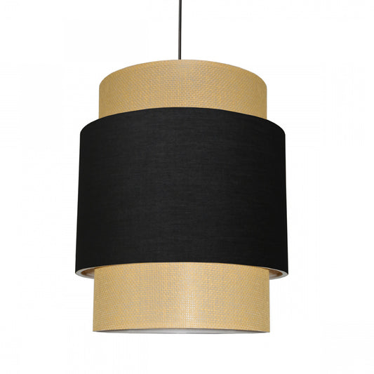 PENDANT CEILING LAMP HM7627.02 TWO-LAYER FABRIC DRUM, METAL FRAME