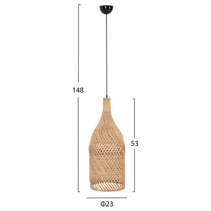 CEILING PENDANT LAMP HM7885 RATTAN IN NATURAL COLOR Φ23x148Hcm.