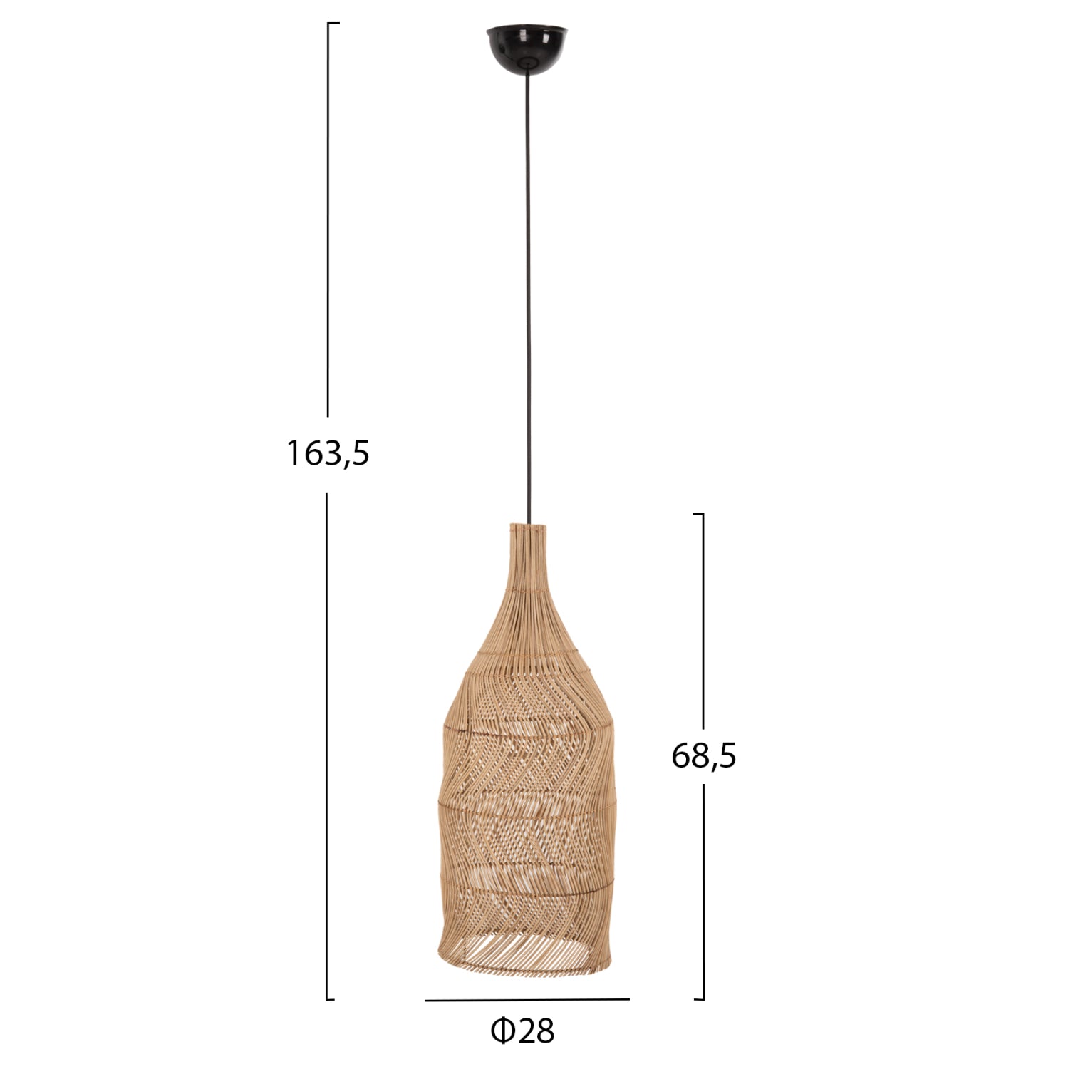 CEILING PENDANT LAMP ΗΜ7887 NATURAL RATTAN IN NATURAL COLOR Φ28x163,5Hcm.