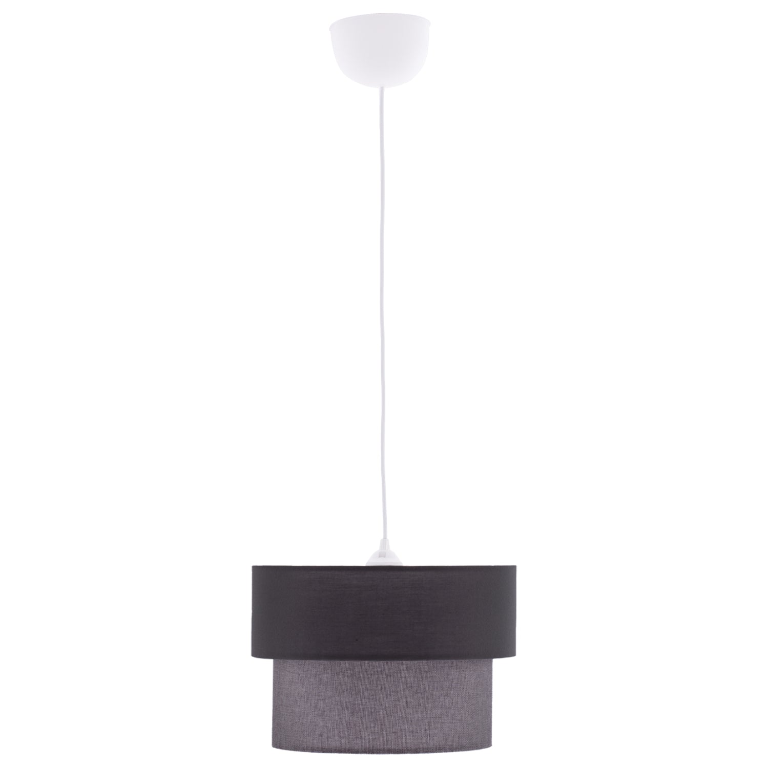 PENDANT CEILING LAMP HM7619.02 TWO-LAYER FABRIC DRUM, PLASTIC FRAME
