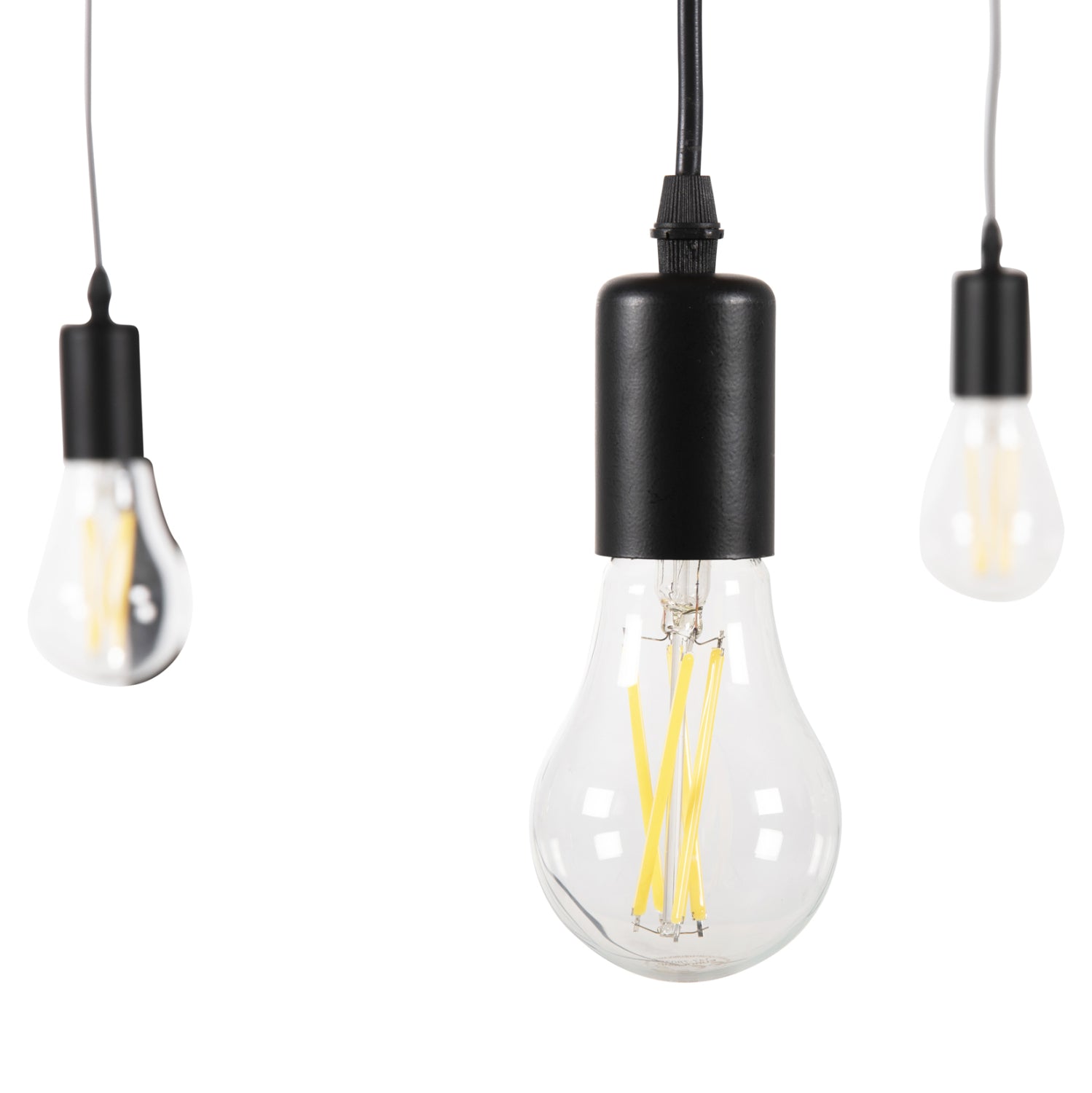 CEILING PENDANT 6-LIGHT HM4175 BLACK METAL-BLACK CABLES Φ100x180Hcm.