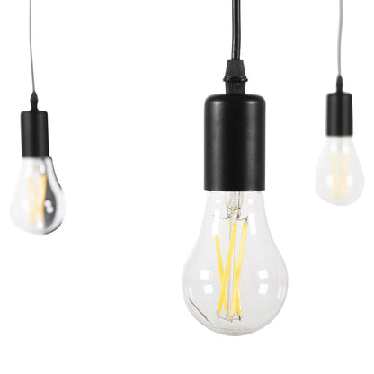 CEILING PENDANT 6-LIGHT HM4175 BLACK METAL-BLACK CABLES Φ100x180Hcm.