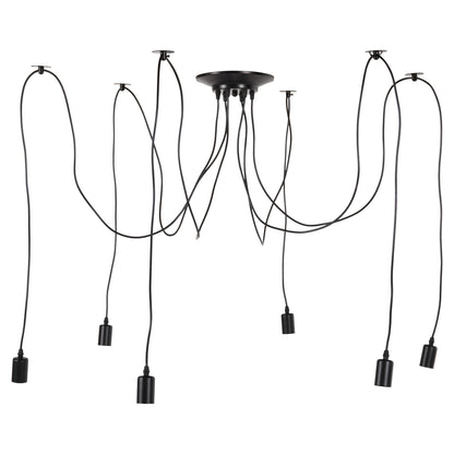 CEILING PENDANT 6-LIGHT HM4175 BLACK METAL-BLACK CABLES Φ100x180Hcm.