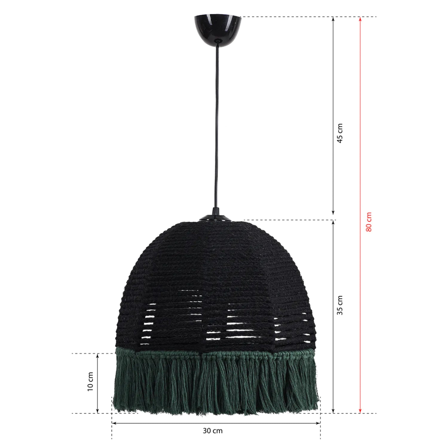 CEILING PENDANT HM7654.01, BLACK-CYPRESS GREEN ROPE, Φ30x80
