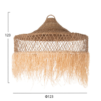 CEILING PENDANT LAMP HM4031 PALM LEAF FIBERS AND SEAGRASS FRINGES IN NATURAL Φ123x65Hcm.