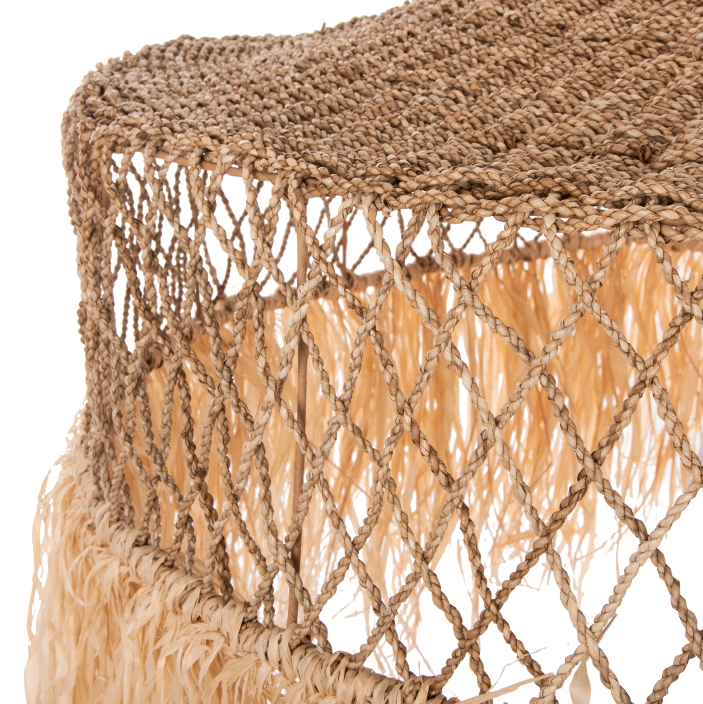 CEILING PENDANT LAMP HM4031 PALM LEAF FIBERS AND SEAGRASS FRINGES IN NATURAL Φ123x65Hcm.