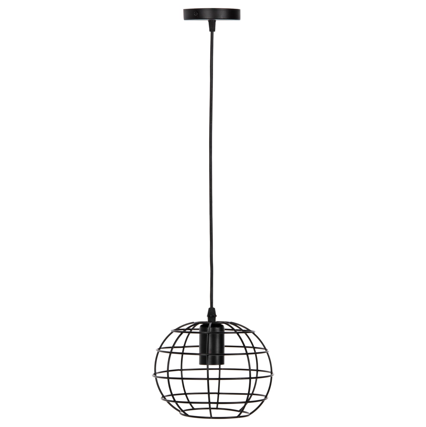 CEILING PENDANT LAMP HM4037 BLACK METAL SPHERE Φ16x124Hcm.
