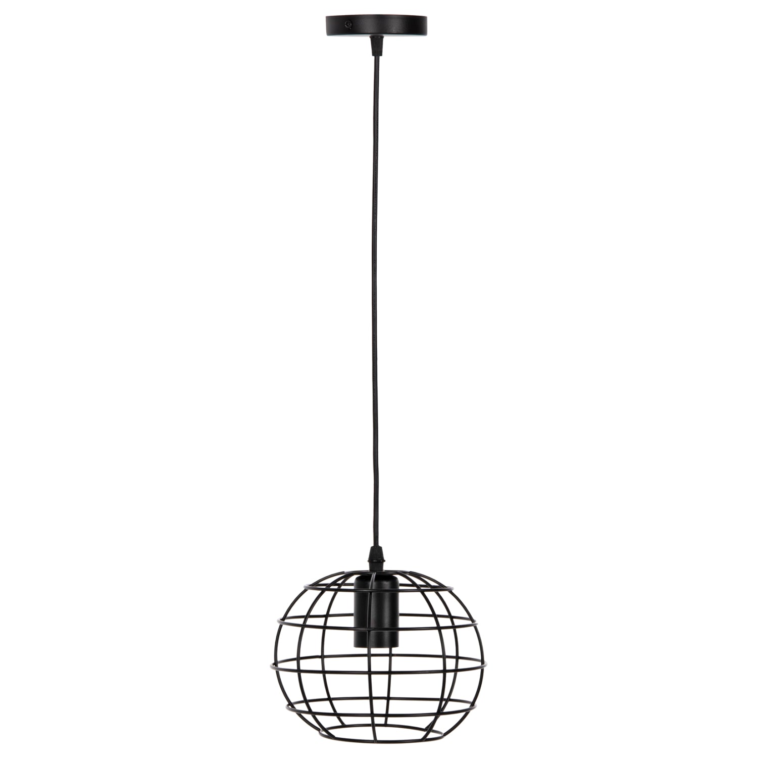 CEILING PENDANT LAMP HM4037 BLACK METAL SPHERE Φ16x124Hcm.