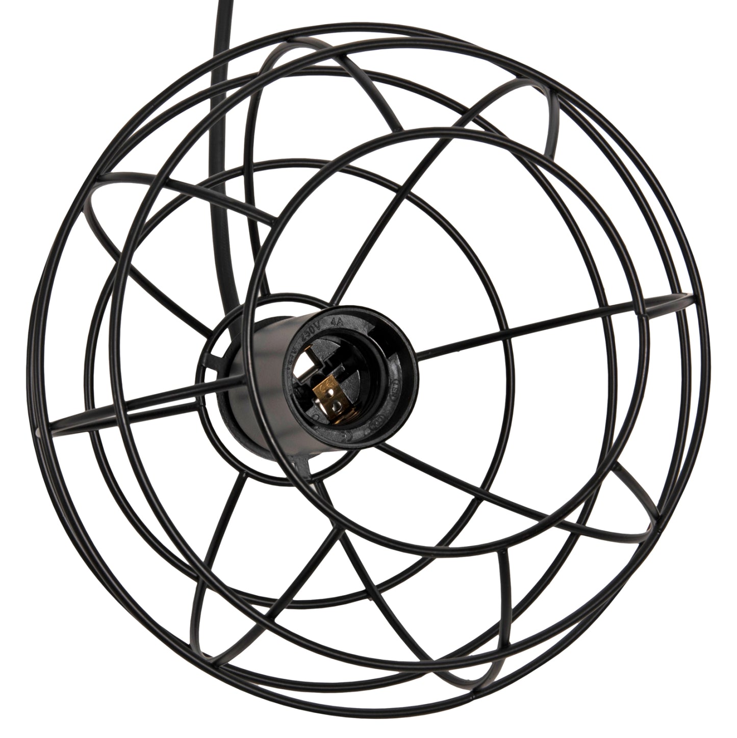 CEILING PENDANT LAMP HM4037 BLACK METAL SPHERE Φ16x124Hcm.