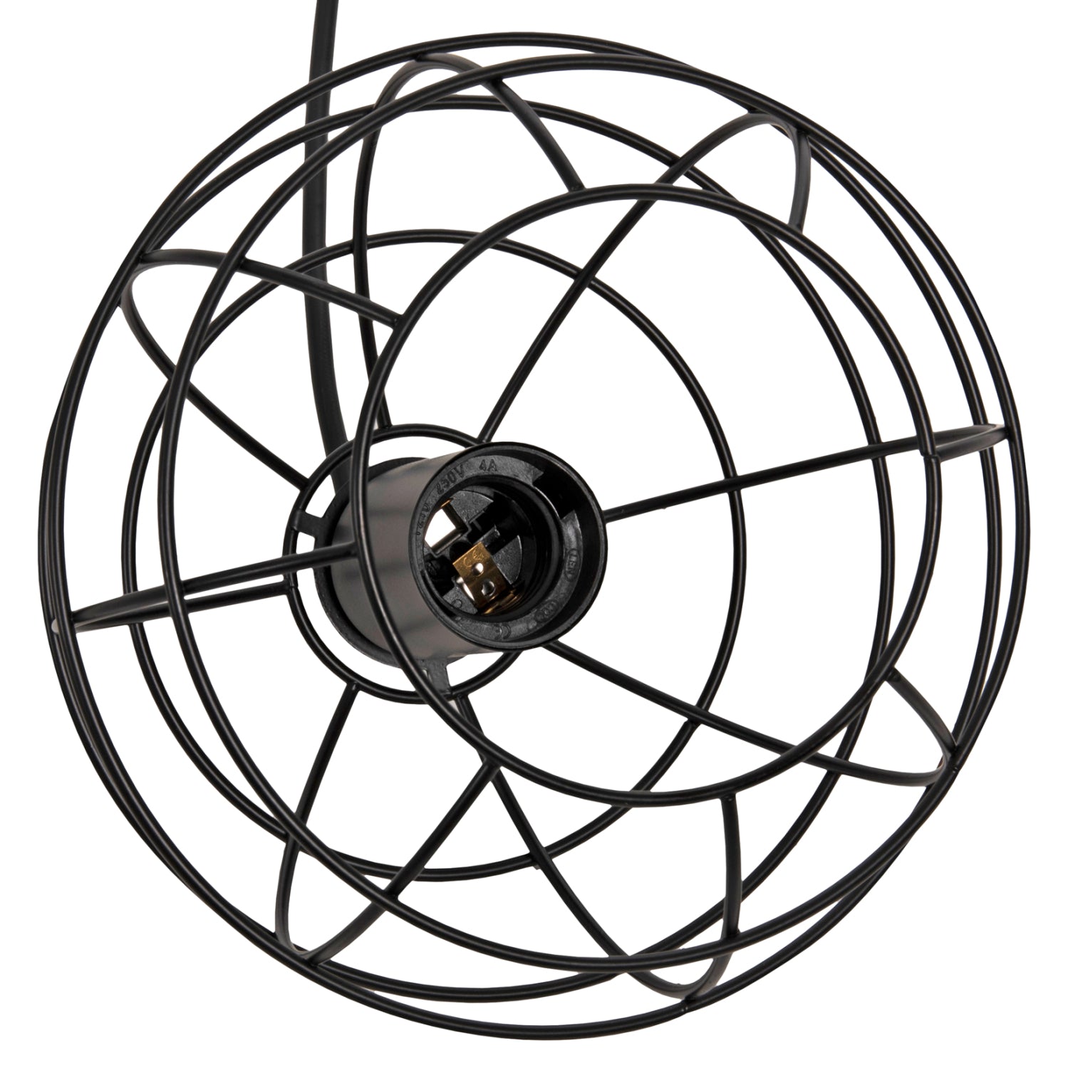 CEILING PENDANT LAMP HM4037 BLACK METAL SPHERE Φ16x124Hcm.