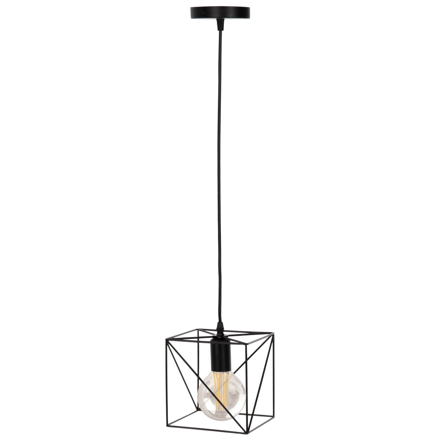 CEILING PENDANT LAMP HM4039 BLACK METAL CUBE 16x16x123Hcm.